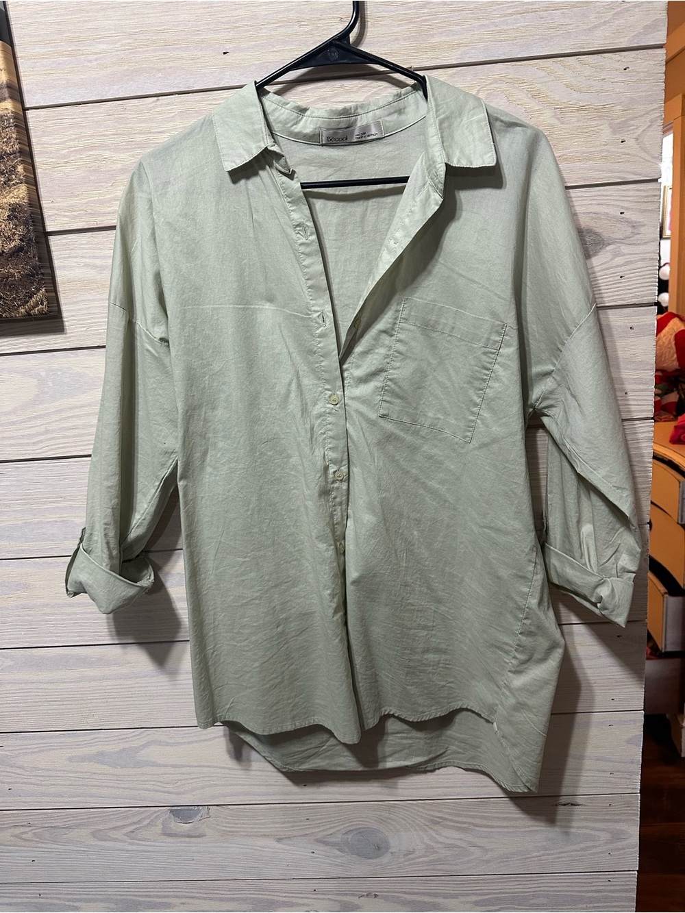 Women’s Lightweight Sage Button-Up Blouse